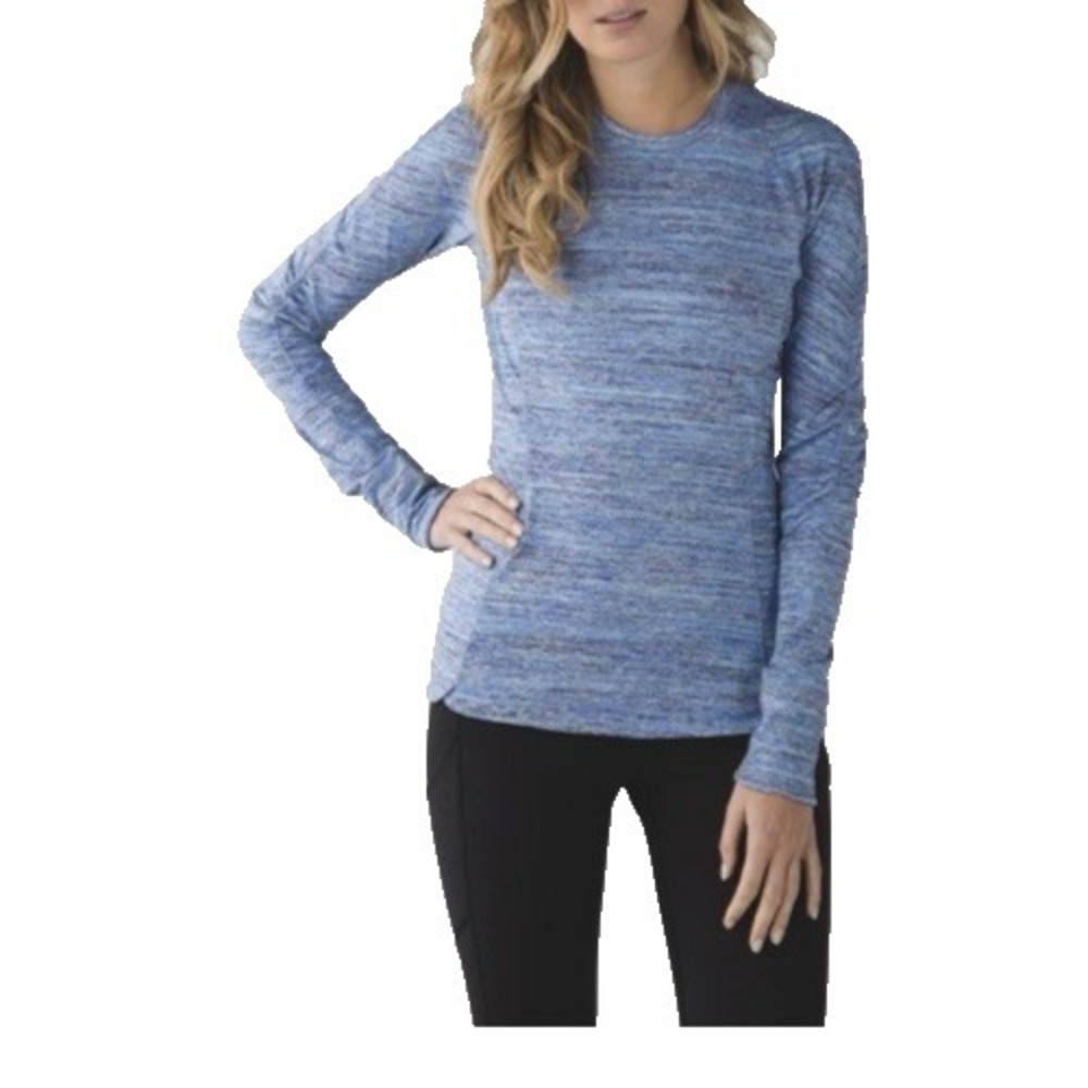 Lululemon Runderful Long Sleeve Shirt -‎ Size 6 Blue -Running Walking Athleisure